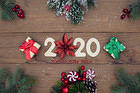 New Year 2020 Wooden Planks Background