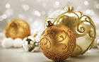 Nice Christmas Background with Gold Christmas Balls