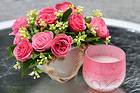 Pink Flowers and Candle Background