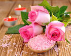 Pink Roses and Candles Background
