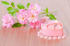 Pink Spring Background with Candle
