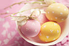 Pink and Yellow Easter Eggs Background