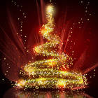 Red Christmas Background with Gold Tree