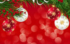 Red Christmas Background with Ornaments