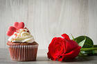Red Rose and Cake Background