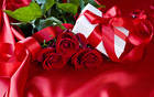 Red Roses Satin Background