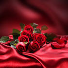 Red Roses Satin Red Background