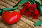 Red Roses and Heart Candle Background