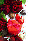 Red Roses and Heart Gift Box Background