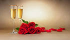 Romantic Background with Roses and Champagne