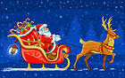 Santa with Sleigh Blue Background