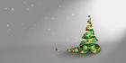 Silver Christmas Background with Green Christmas Tree