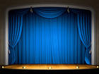 Stage with Blue Curtains Background