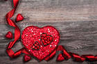 Valentine's Day Wooden Background with Hearts