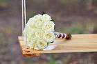 Wedding Background with White Roses Bouquet