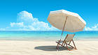 White Beach Lounge Chair and Umbrella Background