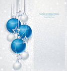 White Christmas Background with Blue Ornaments