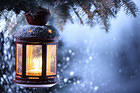 Winter Background with Lantern