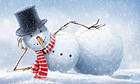 Winter Background with Snowman