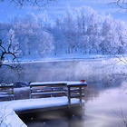 Winter Lake Background Painting