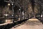 Winter Snowy Night Background