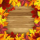 Wooden Fall Background with Fall Leaves