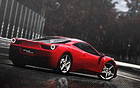 Red Ferrari Rainy Background