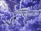 Beautiful Fantasy Purple Wallpaper with Unicorns in Clouds