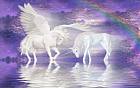 Fantasy Wallpaper with Unicorns Clouds and Rainbow