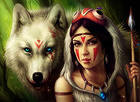 The Queen of Insects and white Wolf Fantasy Wallpaper