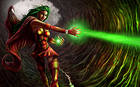 Woman Warrior Green Magic Master Fantasy Wallpaper
