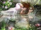 beautiful fairy looking at reflection