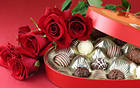 Beautiful Wallpaper with Red Roses and Chocolates in Heart