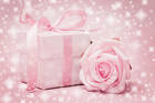 Pink Gift and Delicate Rose Wallpaper