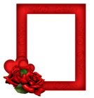 Beautiful Transparent PNG Red Frame with Roses