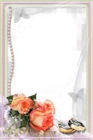 Beautiful Transparent Wedding Photo Frame with Rings and Roses