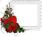 Beautiful White Transparent Frame with Hearts and Red Roses
