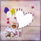 Birthday Transparent PNG Frame with Gift and Teddy Bear