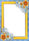 Blue and Yellow Transparent PNG Frame with Flowers