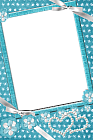 Blue Transparent Frame with Flowers and Pearls
