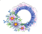 Blue and Pink Round Transparent Frame with Flowers