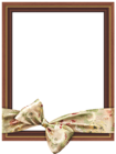 Brown Classic Transparent PNG Frame with Cream Bow