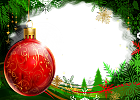 Christmas Transparent Frame With Red Christmas Ball