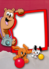 Cute Kids Red Transparent Frame with Puppies