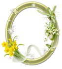 Cute Oval PNG Photo Frame with Flowers