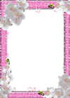 Cute PNG Pink Photo Frame with White Flowers