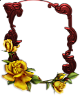 Dark Red Transparent Frame with Yellow Roses