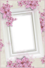 Delicate White Transparent Frame with Pink Flowers