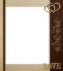 Elegant Transparent Brown with Gold Love PNG Frame