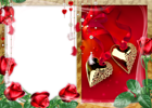 Gold Hearts with Roses PNG Photo Frame